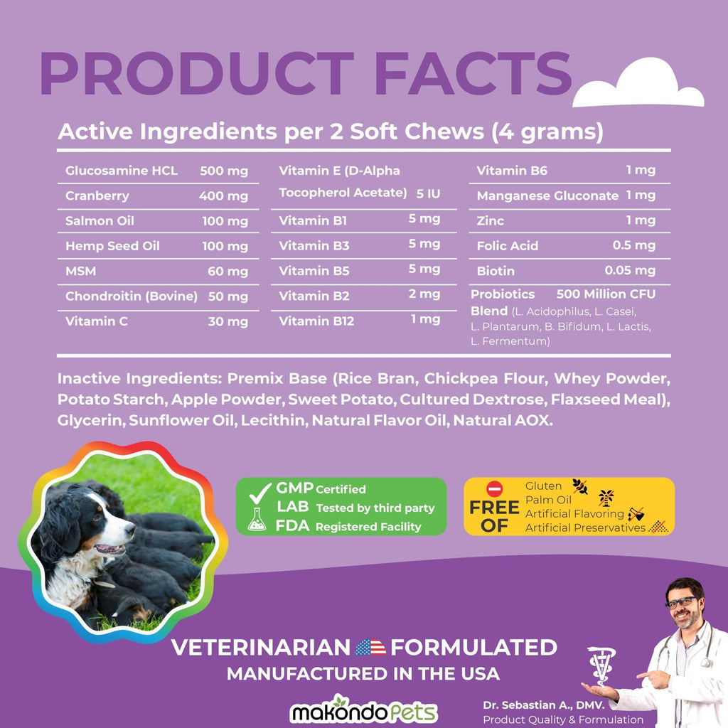 Dog Prenatal Vitamins 120 Soft Chews Multivitamin Folic Acid Zinc B Complex DHA & EPA Omegas and Probiotics Supplement for Pregnant Nursing Breastfeeding Pet Mom & Puppy Vitamin Formula