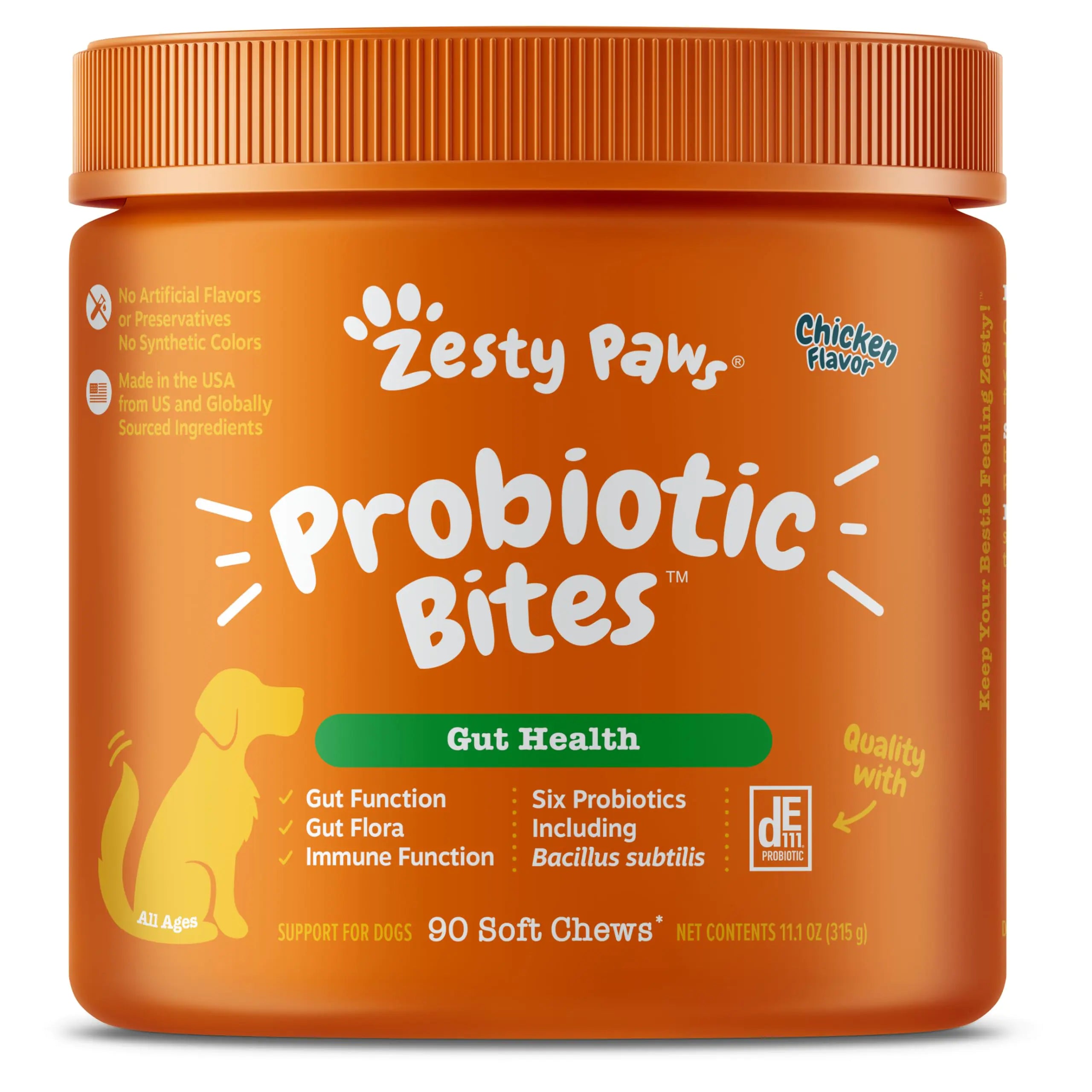 Zesty Paws - Probiotic Bites for Dogs - Digestive & Immune Support - Chicken Flavor