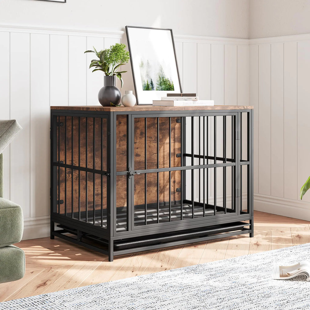 Vecocho Rustic Dog Crate End Table